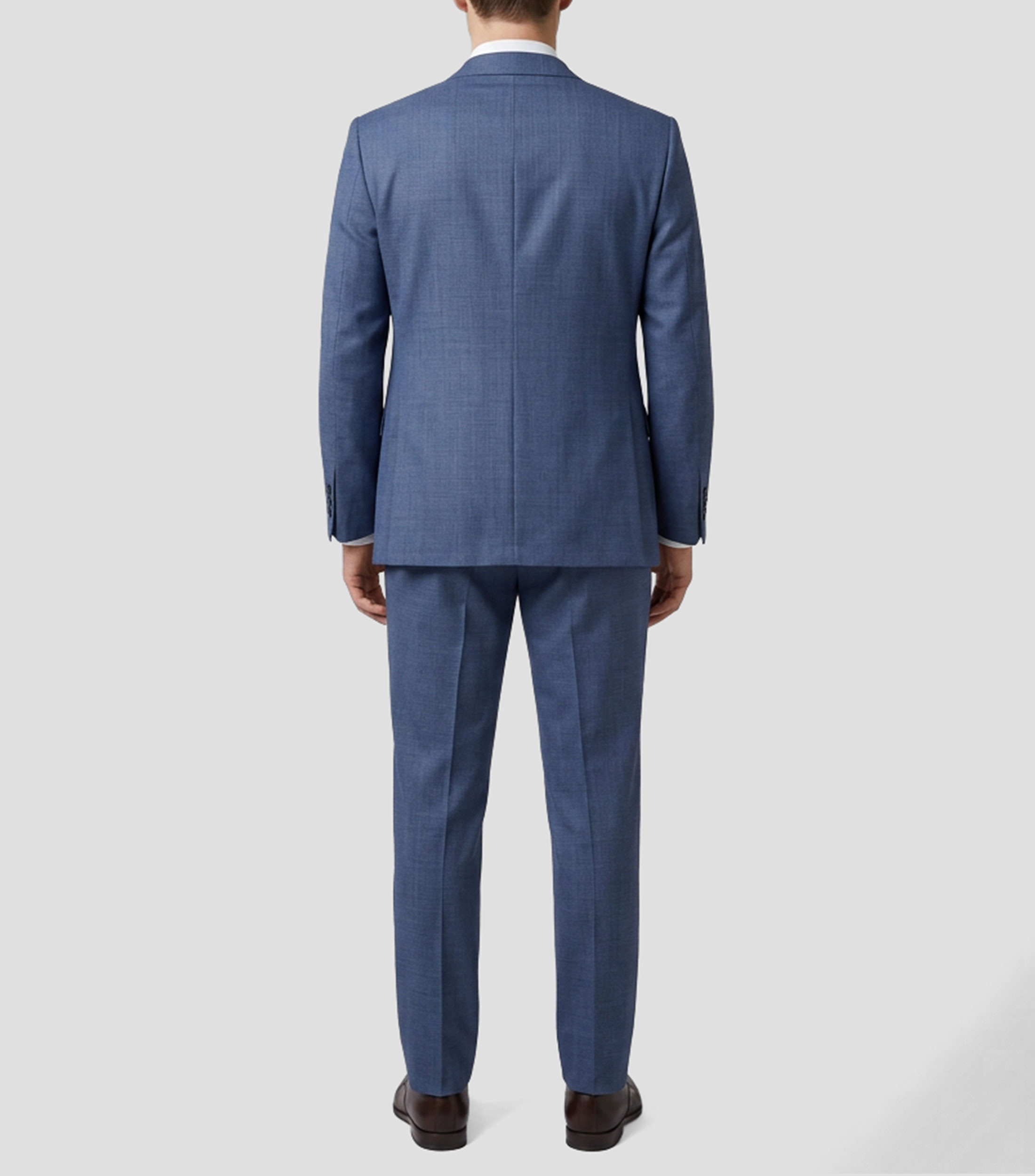 Traje de lana corte recto con microdiseños Hombre